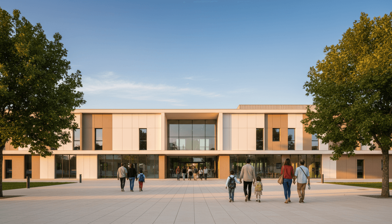 Campus moderno de escola em Cascais com arquitetura contemporânea