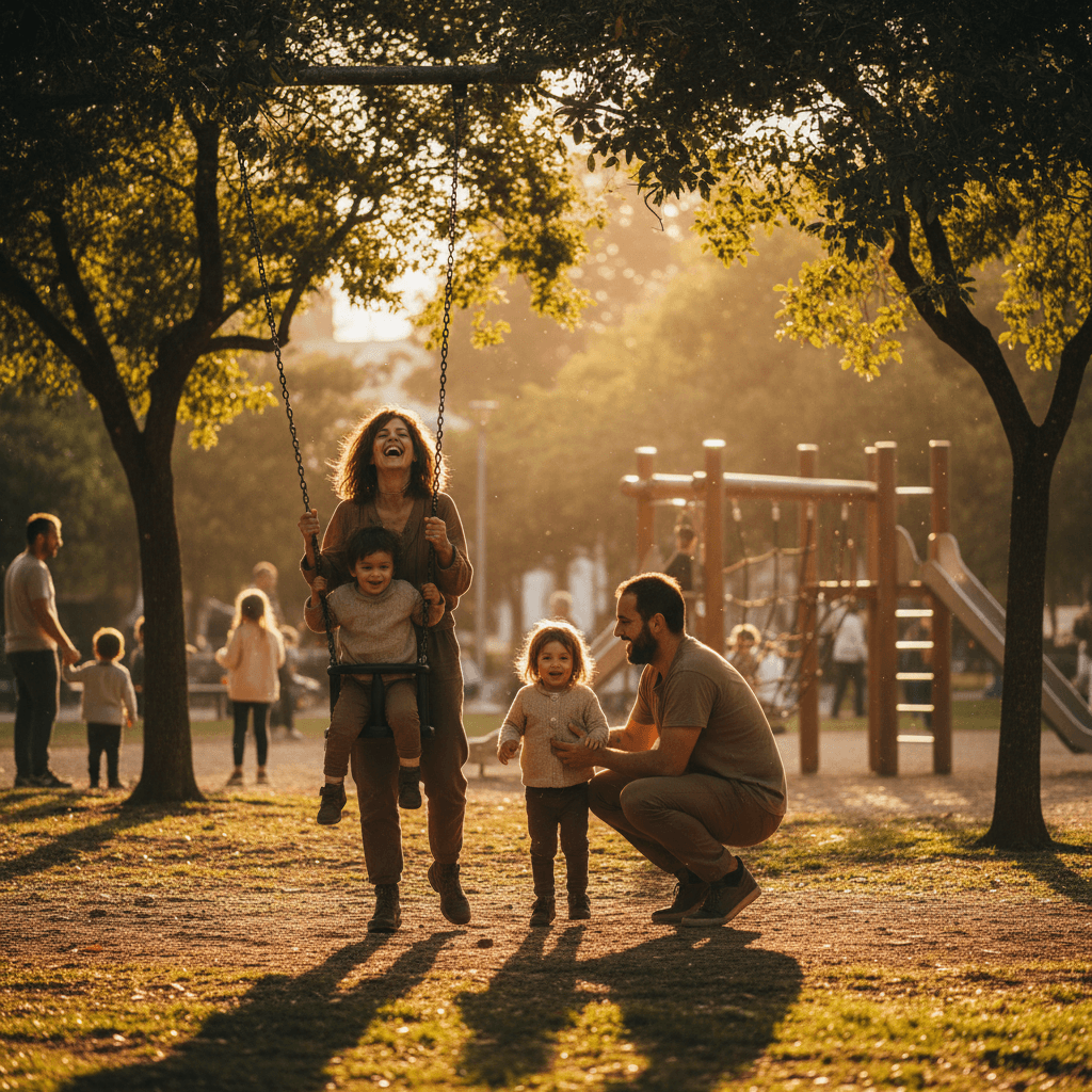 Famílias desfrutando de espaços públicos em Cascais