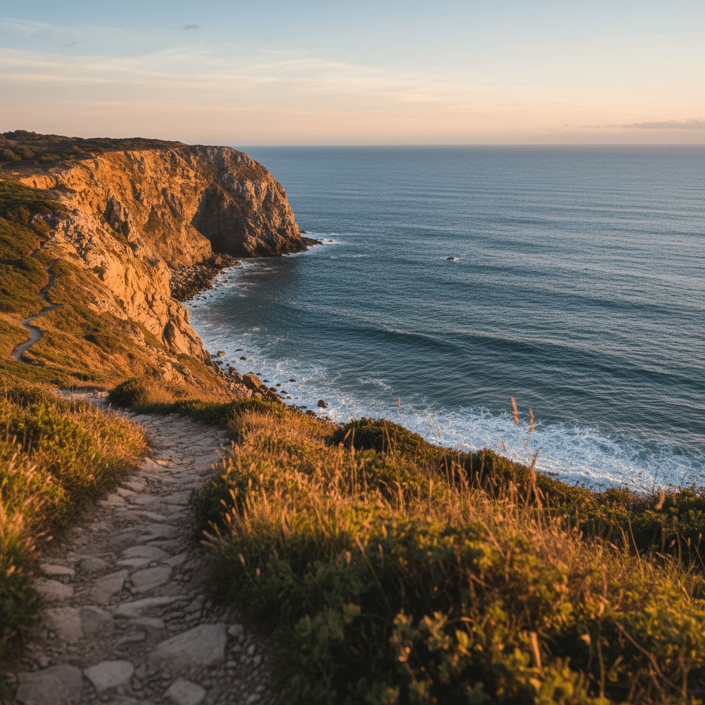Falésias rochosas de Cascais com vista para o Atlântico