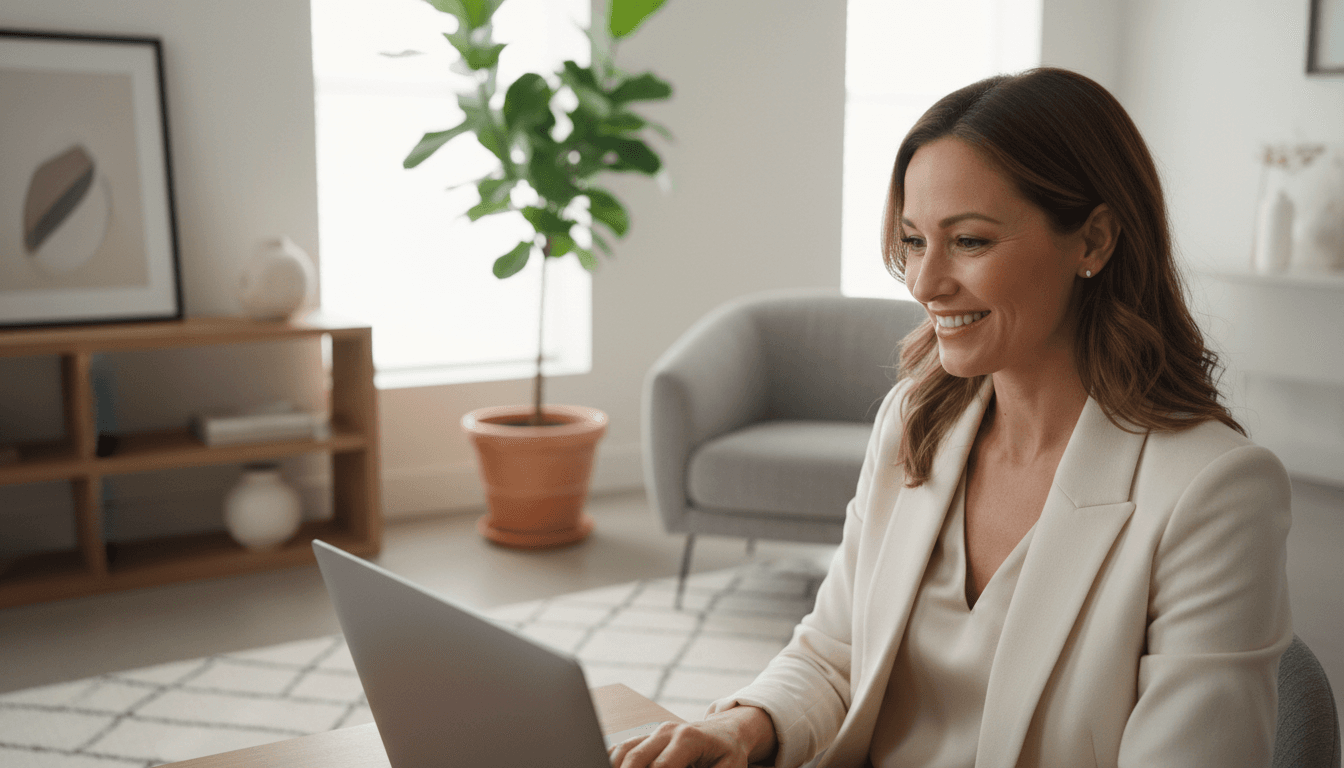 Consultora da Concretiza em uma sessão de suporte virtual com cliente